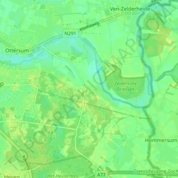 Mappa topografica De Looi, altitudine, rilievo