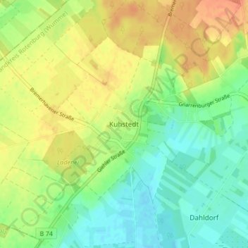 Mappa topografica Kuhstedt, altitudine, rilievo