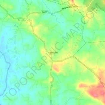 Mappa topografica Kattingeri, altitudine, rilievo