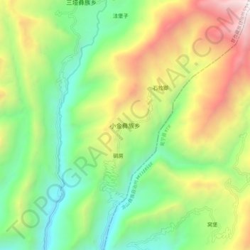 Mappa topografica 小金彝族乡, altitudine, rilievo