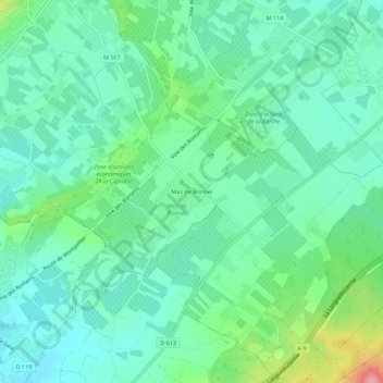 Mappa topografica Mas de Bonnel, altitudine, rilievo