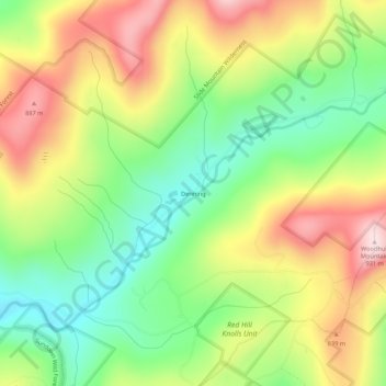 Mappa topografica Denning, altitudine, rilievo