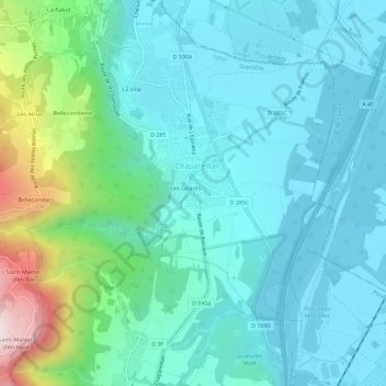 Mappa topografica Servette, altitudine, rilievo