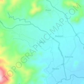 Mappa topografica Bazal, altitudine, rilievo