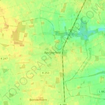 Mappa topografica Rechterfeld, altitudine, rilievo