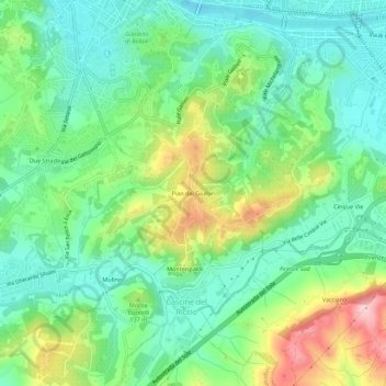 Mappa topografica Pian dei Giullari, altitudine, rilievo