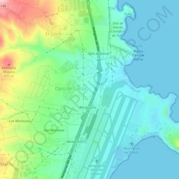 Mappa topografica Gando, altitudine, rilievo