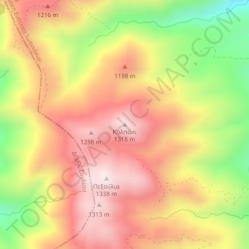 Mappa topografica Kalpaki, altitudine, rilievo