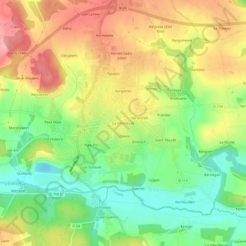 Mappa topografica La Villeneuve, altitudine, rilievo