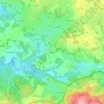 Mappa topografica La Prade, altitudine, rilievo