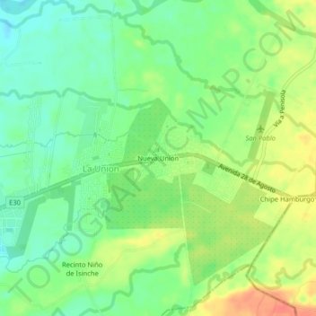 Mappa topografica Nueva Unión, altitudine, rilievo