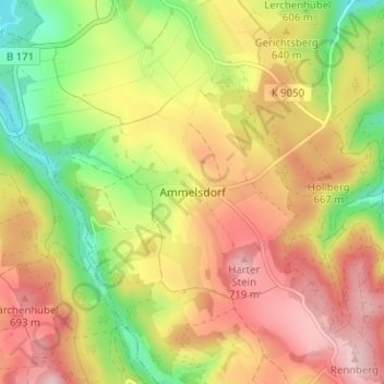 Mappa topografica Ammelsdorf, altitudine, rilievo