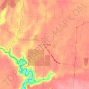 Mappa topografica San Nicolas, altitudine, rilievo