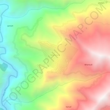 Mappa topografica Mahore, altitudine, rilievo