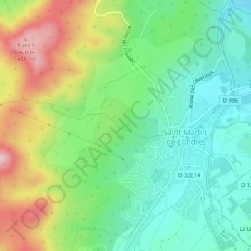 Mappa topografica Croix de Lauret, altitudine, rilievo