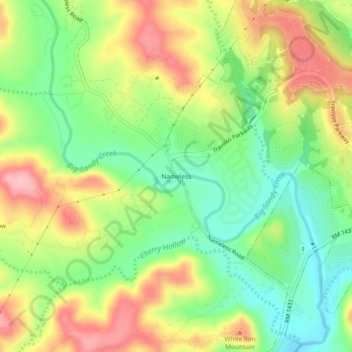 Mappa topografica Nameless, altitudine, rilievo