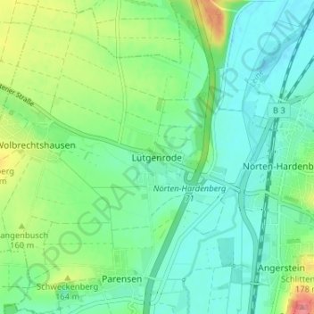 Mappa topografica Lütgenrode, altitudine, rilievo