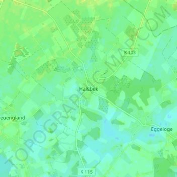 Mappa topografica Halsbek, altitudine, rilievo
