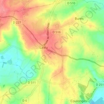 Mappa topografica Saint-Ellier, altitudine, rilievo