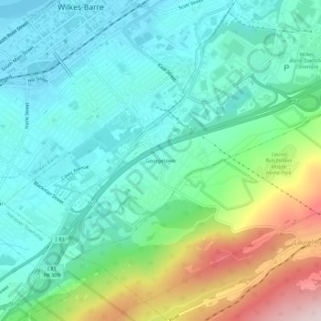 Mappa topografica Georgetown, altitudine, rilievo