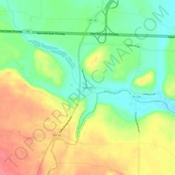 Mappa topografica Fort Hill, altitudine, rilievo