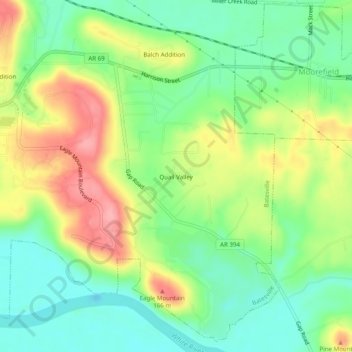 Mappa topografica Quail Valley, altitudine, rilievo