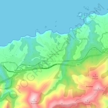 Mappa topografica Santa Marina, altitudine, rilievo