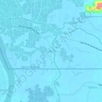 Mappa topografica Guiasan, altitudine, rilievo