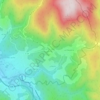 Mappa topografica La Croix Saint-Martin, altitudine, rilievo