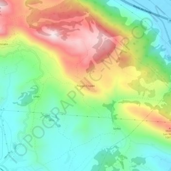 Mappa topografica Poggio Filippo, altitudine, rilievo