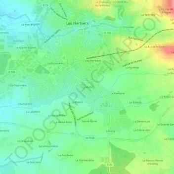 Mappa topografica La Motte, altitudine, rilievo