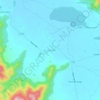 Mappa topografica La Cebada, altitudine, rilievo