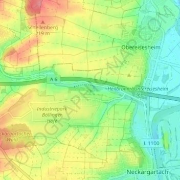 Mappa topografica Altböllinger Höfe, altitudine, rilievo