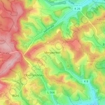 Mappa topografica Meiswinkel, altitudine, rilievo