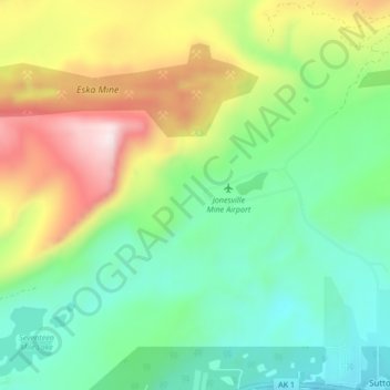 Mappa topografica Jonesville, altitudine, rilievo