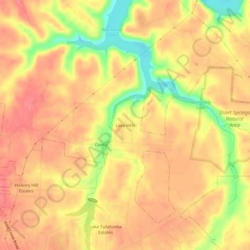 Mappa topografica Lake Hills, altitudine, rilievo