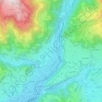 Mappa topografica Colzate, altitudine, rilievo