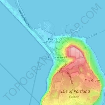 Mappa topografica Chiswell, altitudine, rilievo