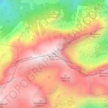 Mappa topografica Ringkamp, altitudine, rilievo