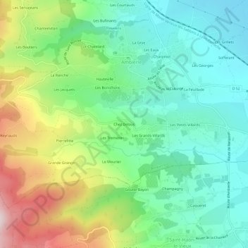 Mappa topografica Chez Delaus, altitudine, rilievo