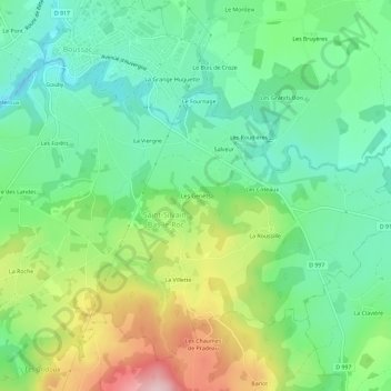 Mappa topografica Les Genêts, altitudine, rilievo