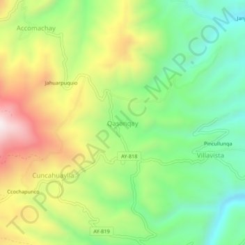 Mappa topografica Qasanqay, altitudine, rilievo
