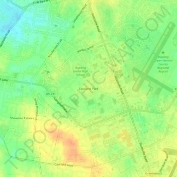 Mappa topografica Eastland Park, altitudine, rilievo