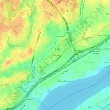 Mappa topografica Andalusia, altitudine, rilievo