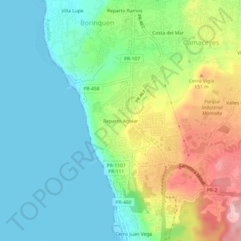 Mappa topografica Reparto Aguiar, altitudine, rilievo