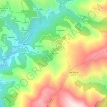 Mappa topografica Bustofrío, altitudine, rilievo
