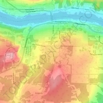 Mappa topografica Hurontown, altitudine, rilievo