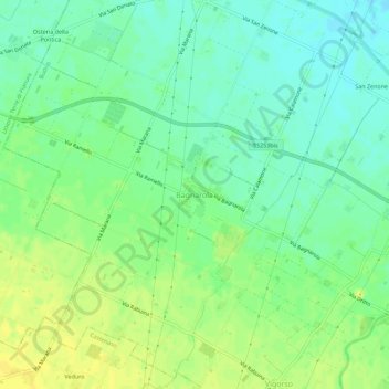 Mappa topografica Bagnarola, altitudine, rilievo