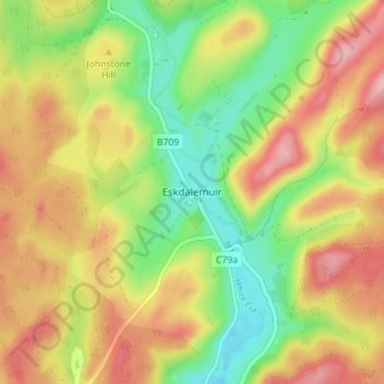 Mappa topografica Eskdalemuir, altitudine, rilievo