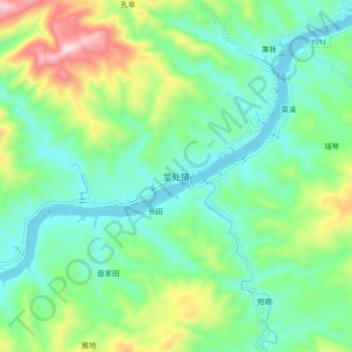 Mappa topografica 坌处镇, altitudine, rilievo